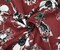 Red-Black-Green Floral Printed Linen Woven Fabric By the Yard